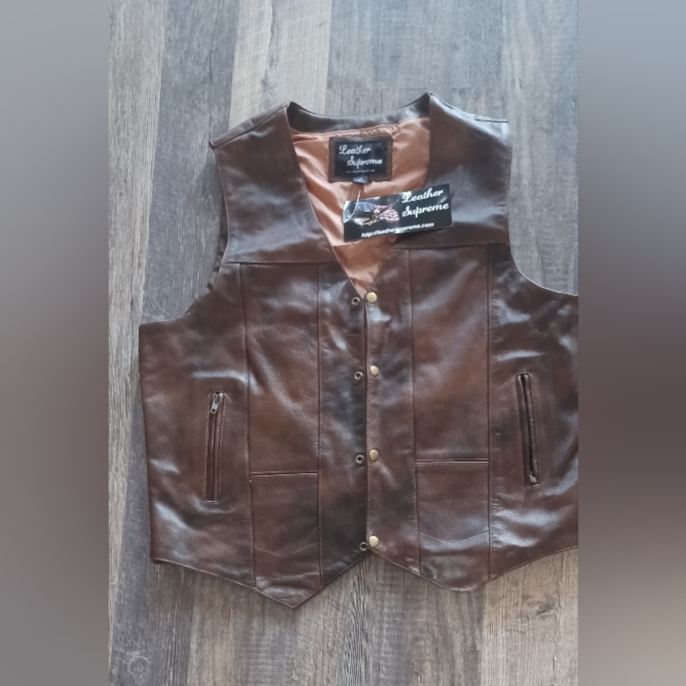 "Leather Supreme" 10 pockets Mens Vest
